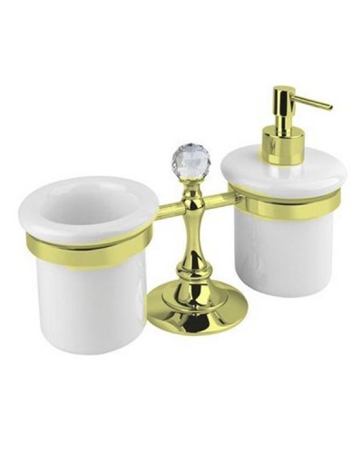 Стакан и дозатор для жидкого мыла Cezares OLIMP-TDT-03/24-Sw Золото Белый