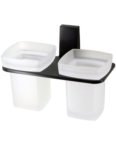 Стакан для зубных щеток WasserKRAFT Abens K-3228D двойной Черный матовый