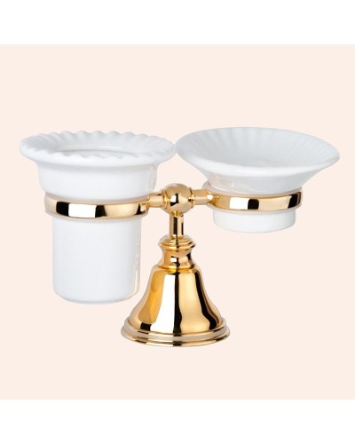 Стакан для зубных щеток с мыльницей TW Harmony TWHA141oro Золото