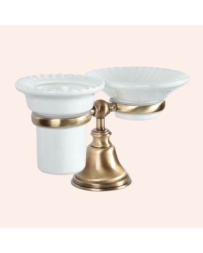 Стакан для зубных щеток с мыльницей TW Harmony TWHA141br Бронза