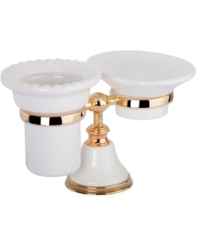 Стакан для зубных щеток с мыльницей TW Harmony TWHA141bi/oro Золото