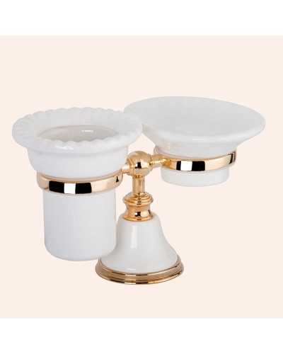 Стакан для зубных щеток с мыльницей TW Harmony TWHA141bi/oro Золото