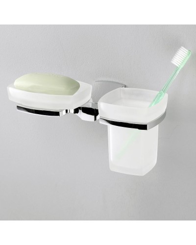 Стакан для зубных щеток с мыльницей WasserKRAFT Wern K-2526 с мыльницей Хром