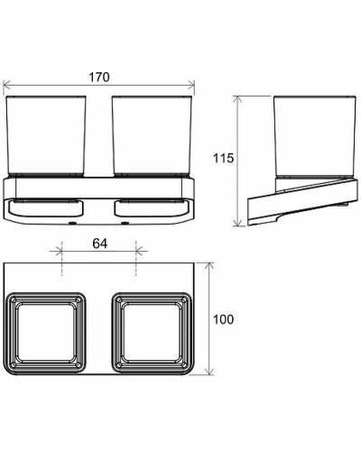 Стакан для зубных щеток Ravak 10° X07P558 двойной Черный матовый