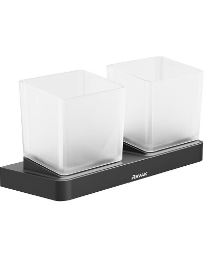 Стакан для зубных щеток Ravak 10° X07P558 двойной Черный матовый