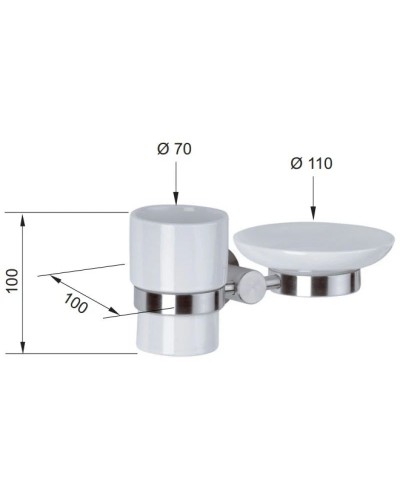 Стакан с мыльницей Remer Minimal Inox MI17INOXCR