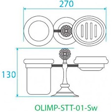 Стакан для зубных щеток с мыльницей Cezares Olimp OLIMP-STT-01-Sw Хром