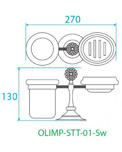 Стакан для зубных щеток с мыльницей Cezares Olimp OLIMP-STT-01-Sw Хром