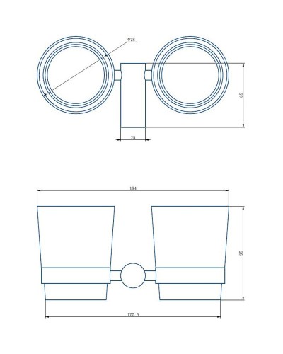 Стакан для зубных щеток Haiba HB8408 двойной Хром
