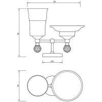 Стакан для зубных щеток с мыльницей Migliore Amerida 16609 Золото с кристаллами Swarovski