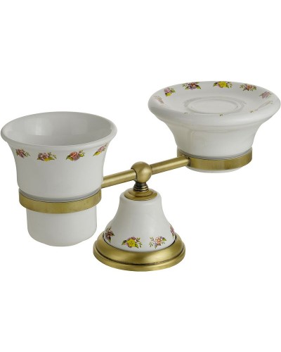 Стакан для зубных щеток с мыльницей Migliore Provance 17642 Бронза Белый