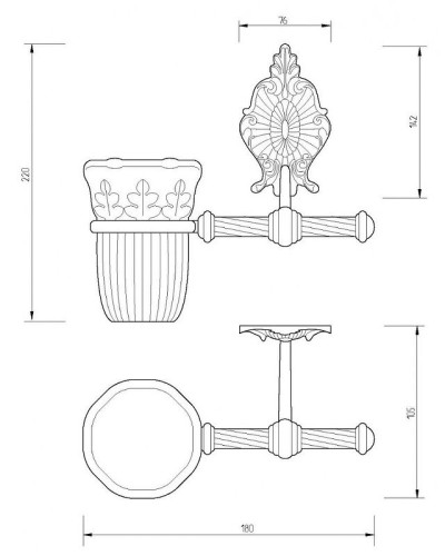 Стакан для зубных щеток Migliore Elisabetta 17052 Золото