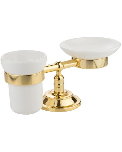 Стакан для зубных щеток с мыльницей Migliore Mirella 17325 Золото