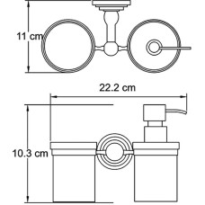 Дозатор для жидкого мыла WasserKRAFT Isar K-7389 со стаканом для зубных щеток Темная бронза