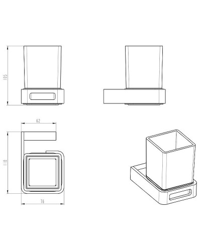 Стакан для зубных щеток Boheme Q 10944-SGM Оружейная сталь глянцевая
