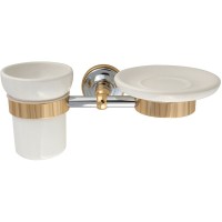 Стакан для зубных щеток с мыльницей Migliore Mirella 17285 Хром Золото