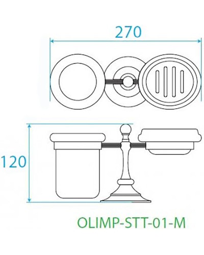 Стакан для зубных щеток с мыльницей Cezares Olimp OLIMP-STT-01-M Хром