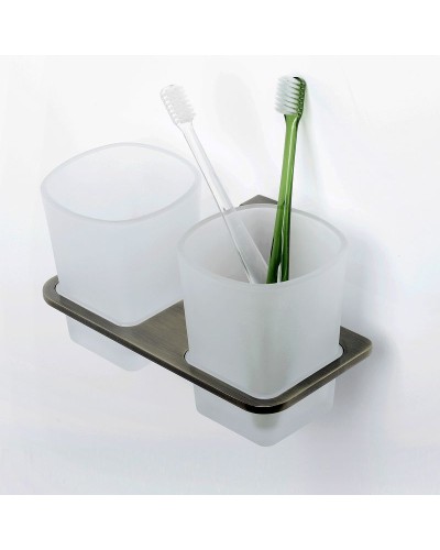 Стакан для зубных щеток WasserKRAFT Exter K-5228D двойной Светлая бронза