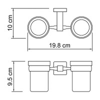 Стакан для зубных щеток WasserKRAFT Lippe K-6528D двойной Хром