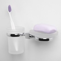 Стакан для зубных щеток с мыльницей WasserKRAFT Lippe K-6526 Хром