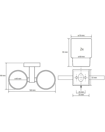 Стакан для зубных щеток Bemeta Beta 132110022 двойной Хром