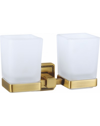 Два стакана для зубных щеток с держателем WONZON & WOGHAND, Бронза (WW-7228)