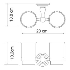 Стакан для зубных щеток WasserKRAFT Ammer K-7028D двойной Хром матовый