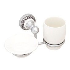 Стакан для зубных щеток с мыльницей Fixsen Bogema FX-78506+08 Хром Белый