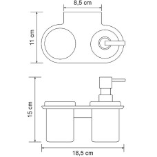 Дозатор для жидкого мыла WasserKRAFT Kammel K-8389 со стаканом для зубных щеток Хром