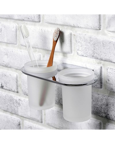 Стакан для зубных щеток WasserKRAFT Kammel K-8328D двойной Хром