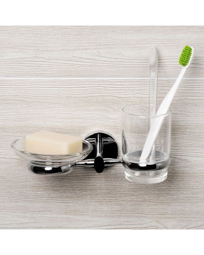 Стакан для зубных щеток с мыльницей WasserKRAFT Rhein K-6226 Хром