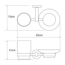 Стакан для зубных щеток с мыльницей WasserKRAFT Rhein K-6226 Хром