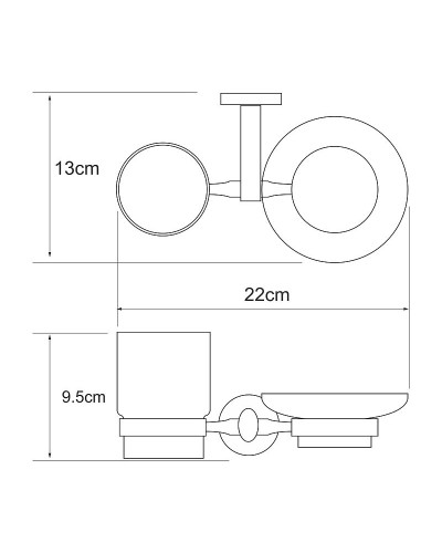 Стакан для зубных щеток с мыльницей WasserKRAFT Rhein K-6226 Хром