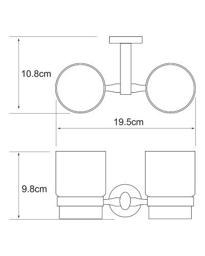Стакан для зубных щеток WasserKRAFT Rhein K-6228D двойной Хром