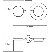 Стакан для зубных щеток с мыльницей WasserKRAFT Donau K-9426 Хром