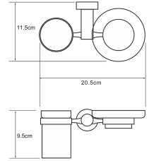 Стакан для зубных щеток с мыльницей WasserKRAFT Donau K-9426 Хром
