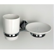 Стакан для зубных щеток с мыльницей WasserKRAFT Aller K-1126C Хром