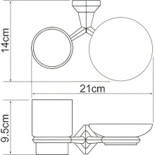 Стакан для зубных щеток с мыльницей WasserKRAFT Aller K-1126C Хром