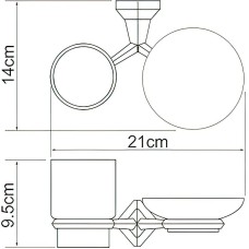 Стакан для зубных щеток с мыльницей WasserKRAFT Aller K-1126C Хром