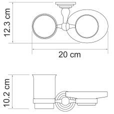 Стакан для зубных щеток с мыльницей WasserKRAFT Ammer K-7026 Хром матовый