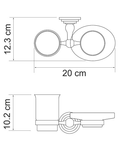 Стакан для зубных щеток с мыльницей WasserKRAFT Ammer K-7026 Хром матовый