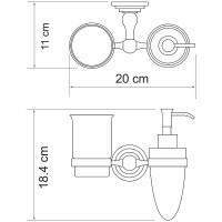 Дозатор для жидкого мыла WasserKRAFT Ammer K-7089 со стаканом для зубных щеток Хром матовый