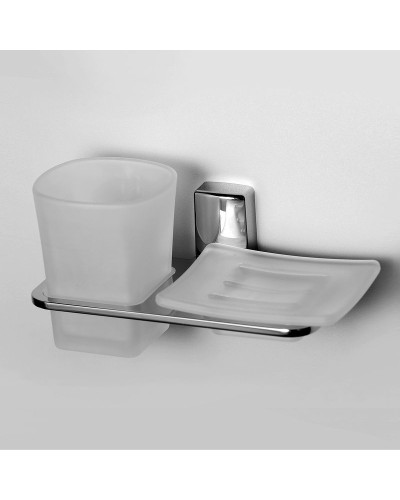 Стакан для зубных щеток с мыльницей WasserKRAFT Leine K-5026 Хром