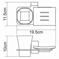 Стакан для зубных щеток с мыльницей WasserKRAFT Leine K-5026 Хром