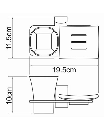 Стакан для зубных щеток с мыльницей WasserKRAFT Leine K-5026 Хром