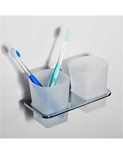 Стакан для зубных щеток WasserKRAFT Leine K-5028D двойной Хром