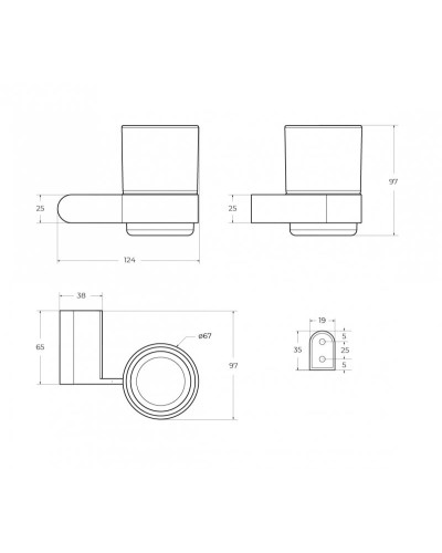 Стакан подвесной, стекло CEZARES STYLUS-TUMS-01