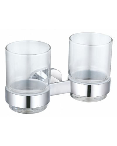 Два стакана для зубных щеток с держателем WONZON & WOGHAND, Хром (WW-8428)