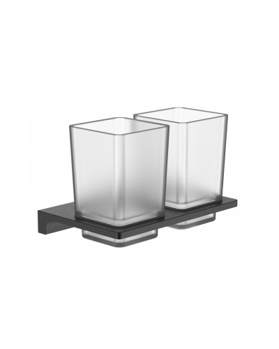 Два стакана для зубных щеток с держателем WONZON & WOGHAND, Темный графит (WW-9128-GM)