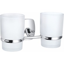 Два стакана для зубных щеток с держателем WONZON & WOGHAND, Хром (WW-1801)